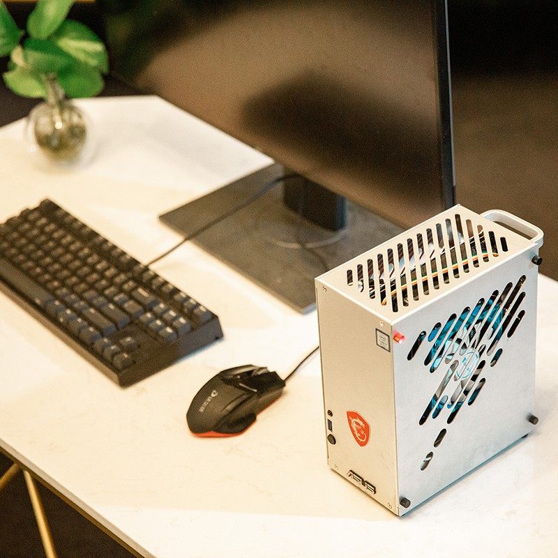 速迫M24迷你 全铝侧透A4ITX机箱 1U电源独显客厅HTPC 台式机K39S3