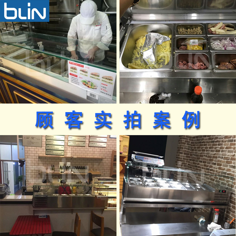 商用玻璃台式冷藏展示柜沙拉台桌面披萨操作台撒料台甜品保鲜冷柜
