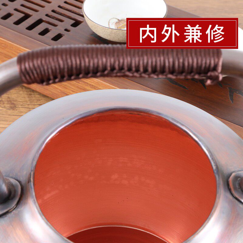 铜壶烧水壶加汤火锅店专用纯黄铜纯紫铜加厚大小号燃气煮茶壶家用