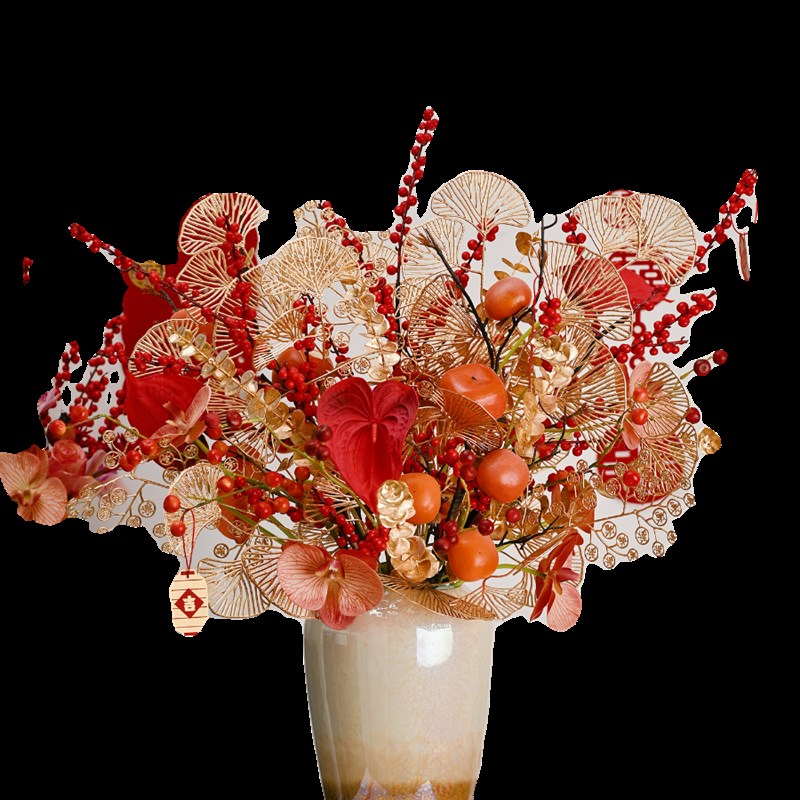 年宵花春节喜庆仿真花婚庆花束绢花客厅插花餐桌家居装饰品摆设