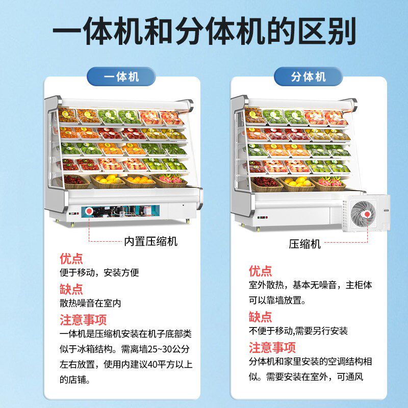 风幕柜水果蔬菜保鲜展示柜风冷低温无霜超市牛奶饮料冷藏柜可定制
