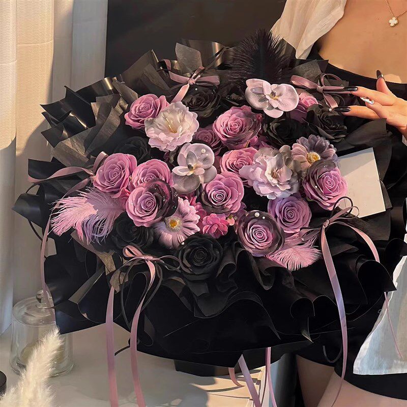 永生花芭蕾风玫瑰花束送女朋友闺蜜小清新仿真香皂花订婚生日礼物