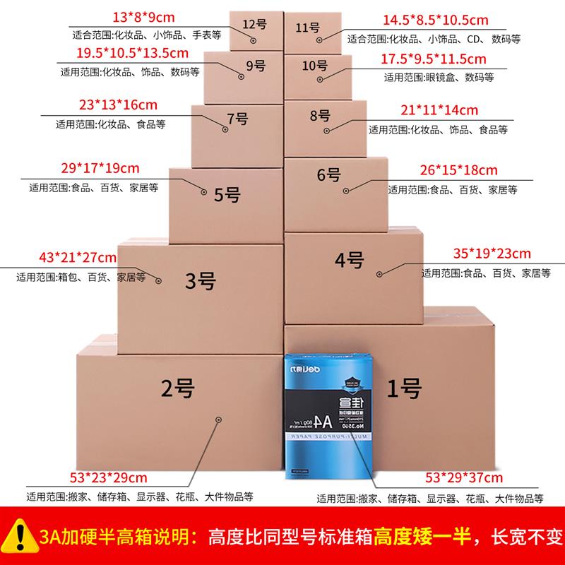 纸箱半高物流快递发货包装纸盒搬家纸皮箱打包盒加厚加硬打包纸箱图片