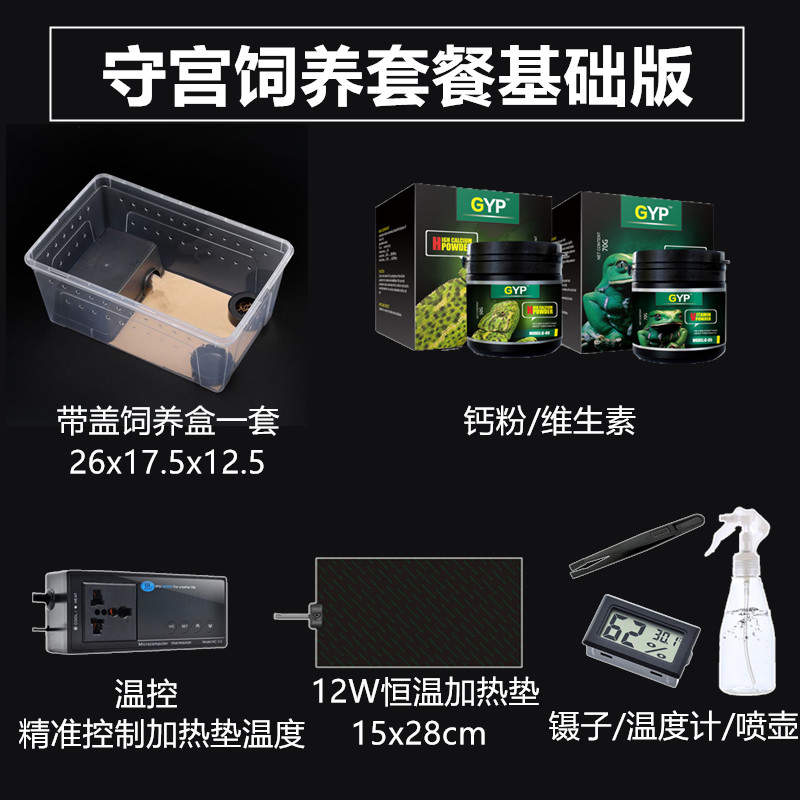 豹纹守宫饲养套装蜥蜴爬宠饲养箱爬虫用品雨林缸钙粉维生素加热垫