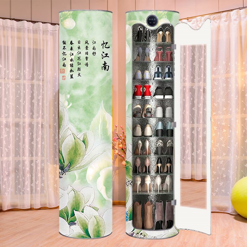 360度旋转鞋柜消毒除臭圆柱形大容量多层鞋架客厅柜入口柜储物柜