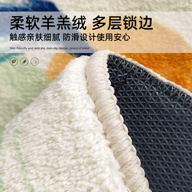 圆形客厅地毯卧室现代茶几毯书桌脚垫羊羔绒加厚防滑飘窗阳台地垫