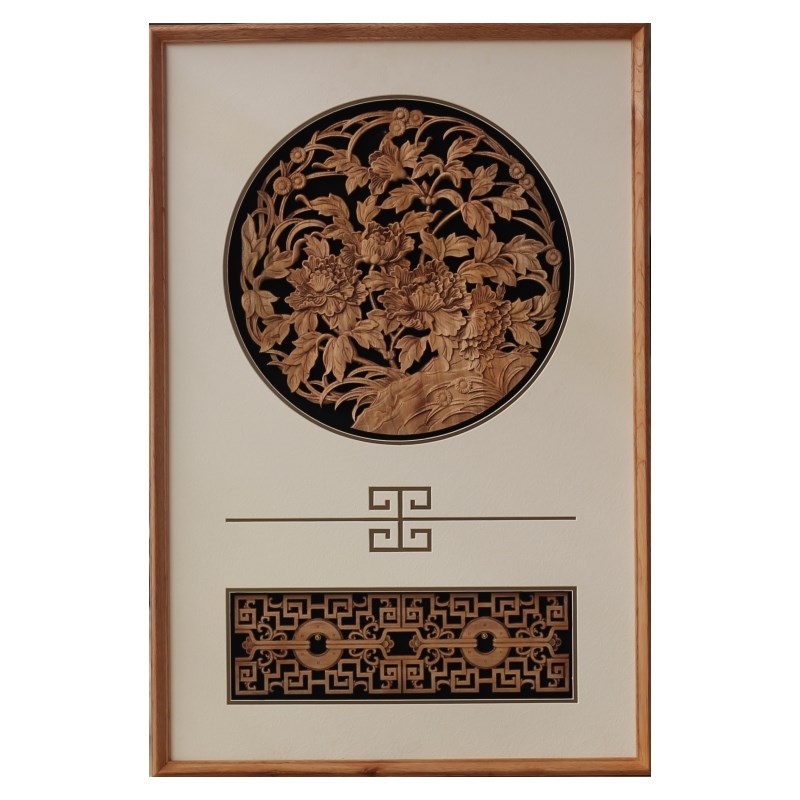 东阳木雕实木原木雕刻装饰画客厅玄关背景墙新中式壁挂件中堂简约