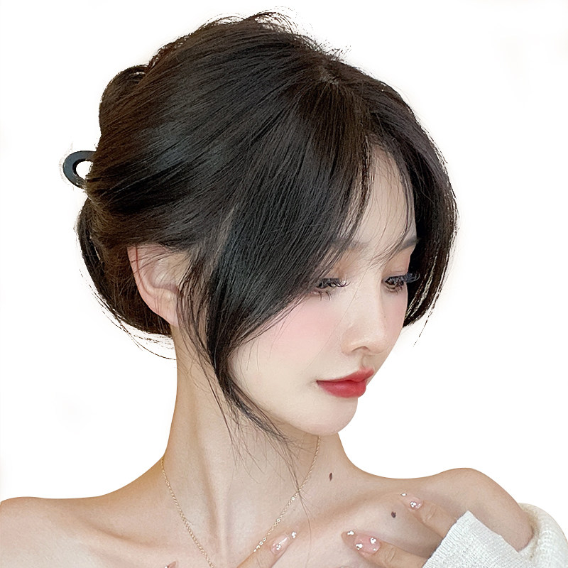 真发八字刘海假发女自然前额中分假发片网红法式假刘海贴片假发片