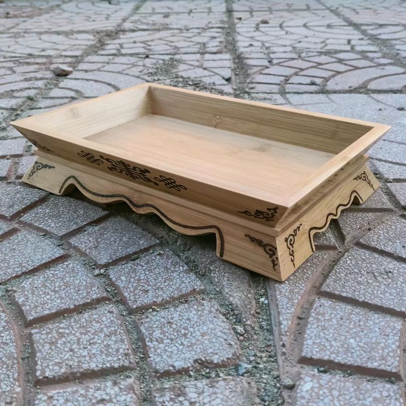 蒙古风格竹木烤全羊托盘 复古中式手作木质餐盘 加厚松木羊腿盘