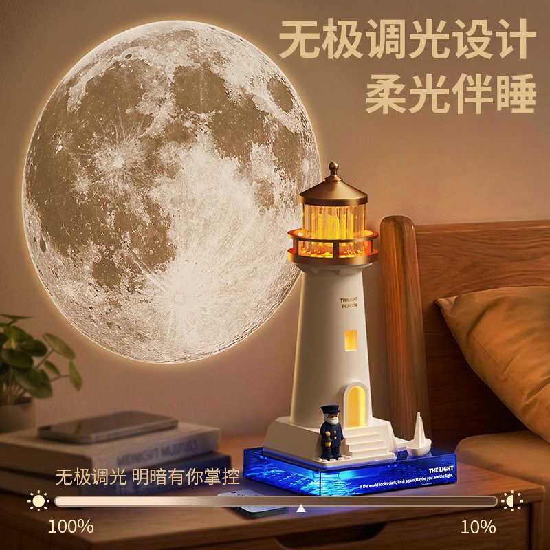星空日落灯塔复古氛围灯房间卧室装饰感应小夜灯台灯创意礼物床头