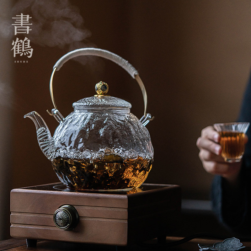 可加热玻璃茶壶耐高温电陶炉围炉煮茶壶大容量提梁壶烧水壶单壶
