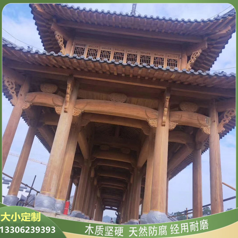 菠萝格圆木柱子柚木防腐木圆柱凉亭木柱长廊房梁立柱木料原木实木