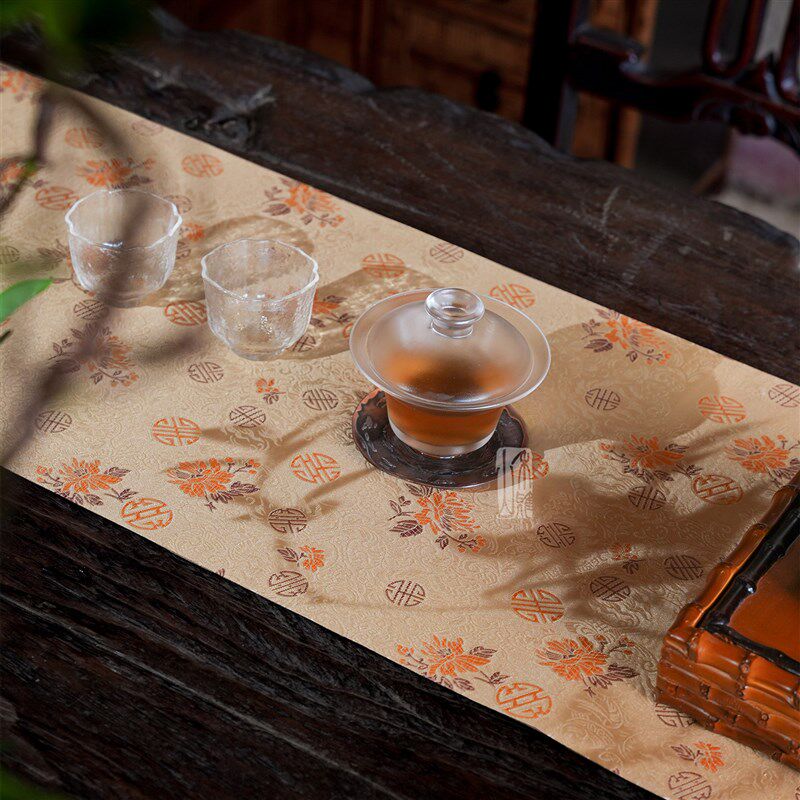 山禾雅茶席新中式桌旗家用茶台垫布防水桌布茶桌布艺长条高端茶旗
