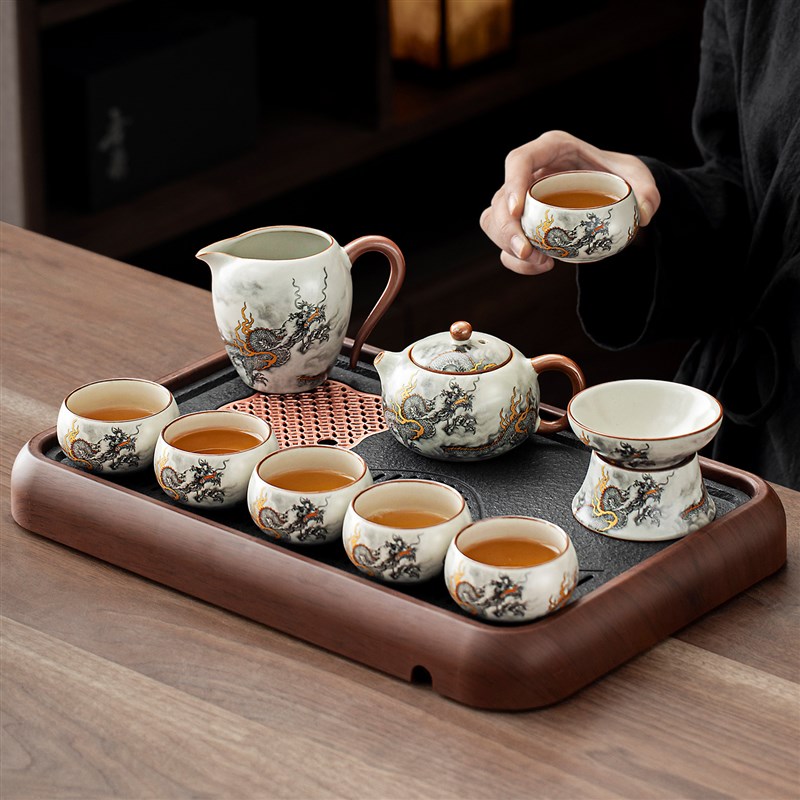国潮风汝窑茶具套装2026新款高端大气泡茶专用功夫茶壶盖碗喝茶杯图片