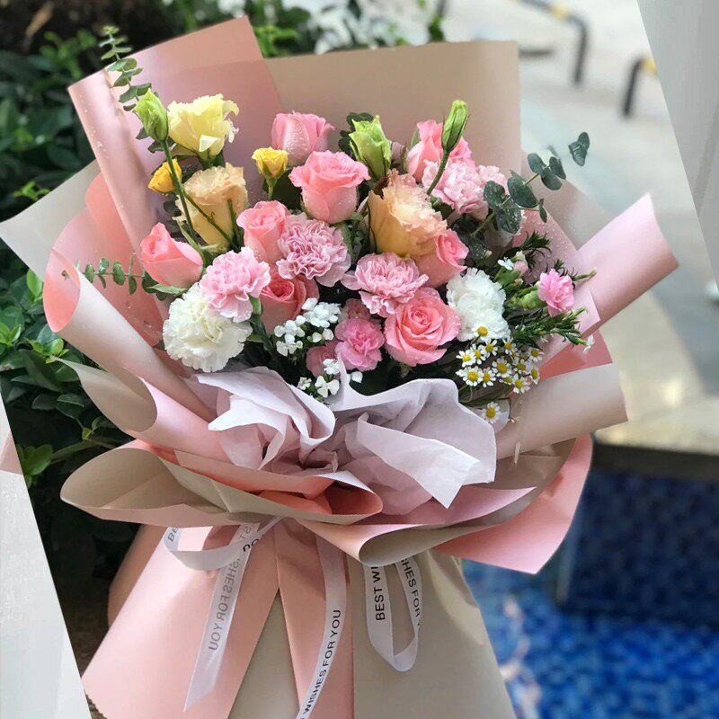 女神节青岛鲜花同城速递康乃馨混搭花束济南济宁临沂潍坊威海烟台