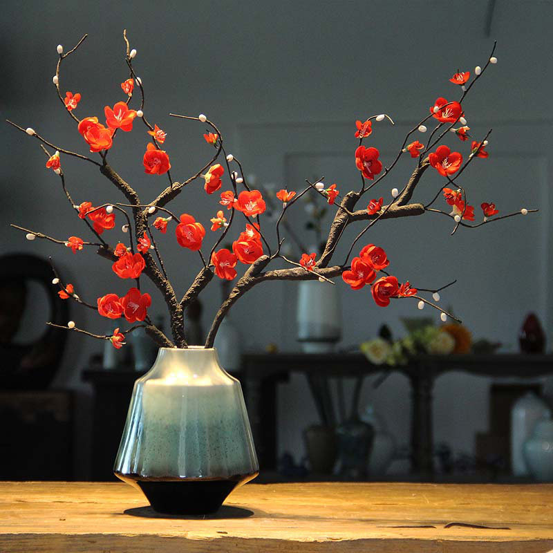 仿真花新中式布娟假花家居客厅玄关装饰梅花室内插花工艺品摆件