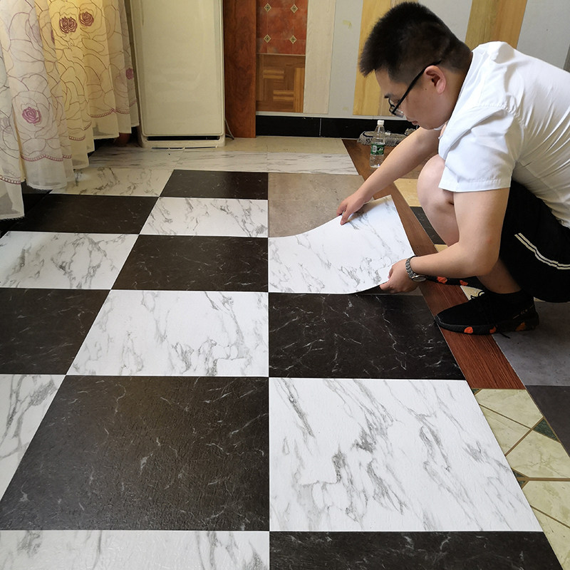 PVC地板贴纸塑胶自粘地板革加厚耐磨防水泥地商用地板砖贴ins网红