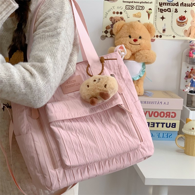 手提拎书包女孩小学生补课班单肩包儿童外出背包初中生斜挎补习包