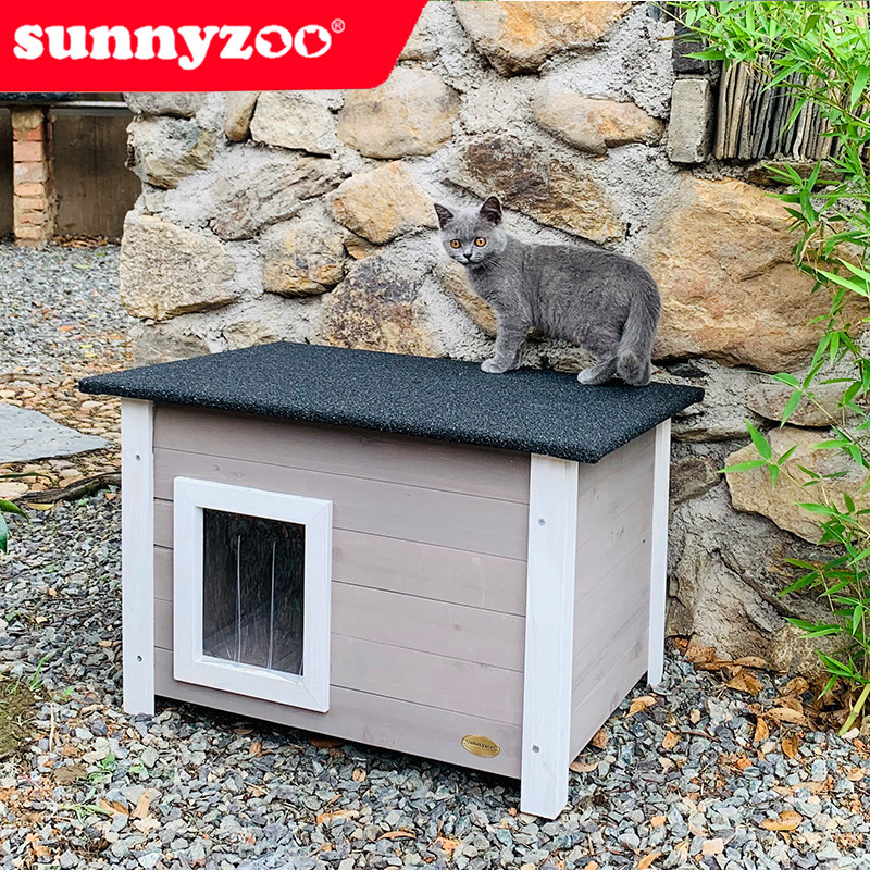 猫别墅实木猫屋户外防雨猫笼流浪猫舍室外兔窝冬天保暖狗屋宠物窝