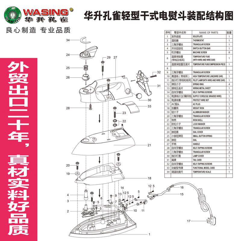 0.9KG特氟龙老式铁电熨斗干式电烫斗干烫衣服干洗店700W正品包邮
