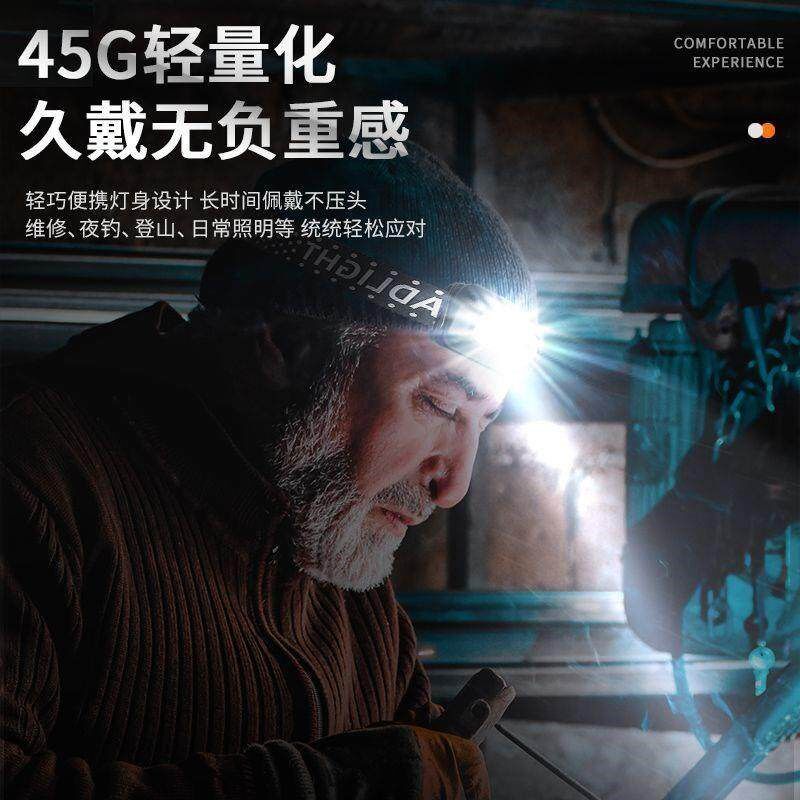 LED头灯强光可充电迷你超轻小超亮感应头戴式手电筒钓鱼超长续航