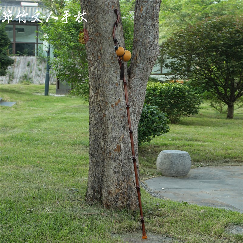 大漆筇竹文人杖竹根拐杖登山防身东坡杖徒步杖拐棍文玩手杖竹竿棍
