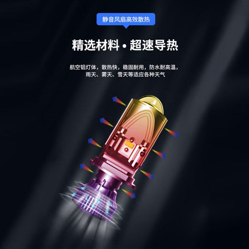 适用于五菱宏光V改装led前大灯激光透镜远近光一体H4汽车灯泡