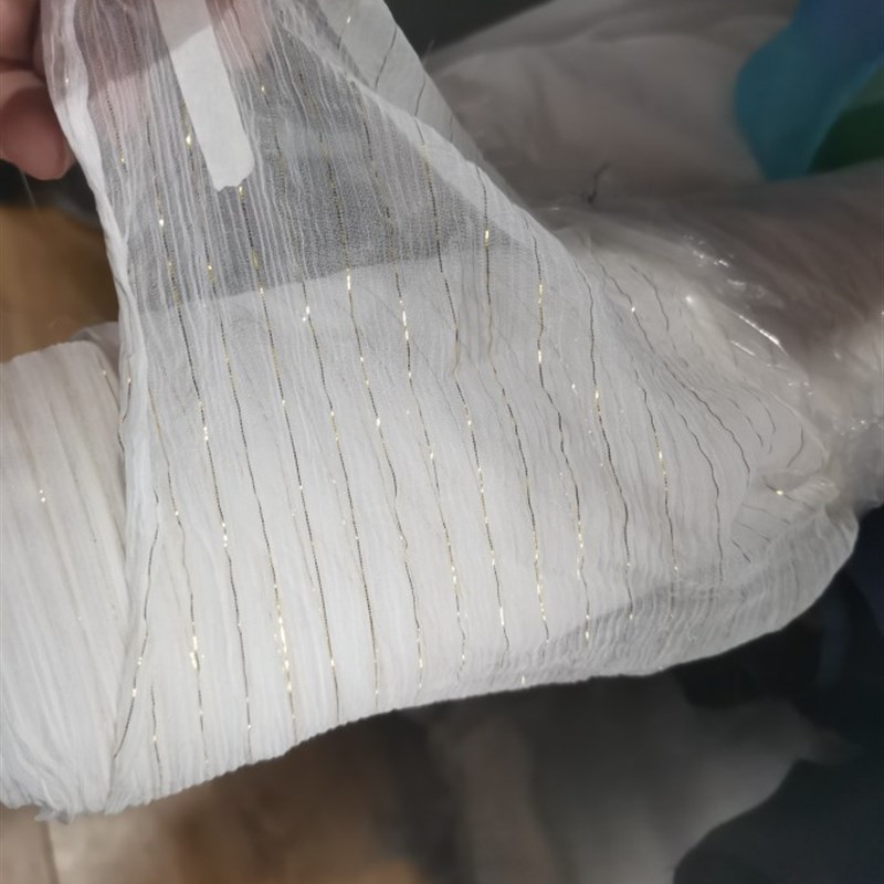 真丝顺纡丝绸金线1CM竖条纹桑蚕丝布料1米幅宽图片
