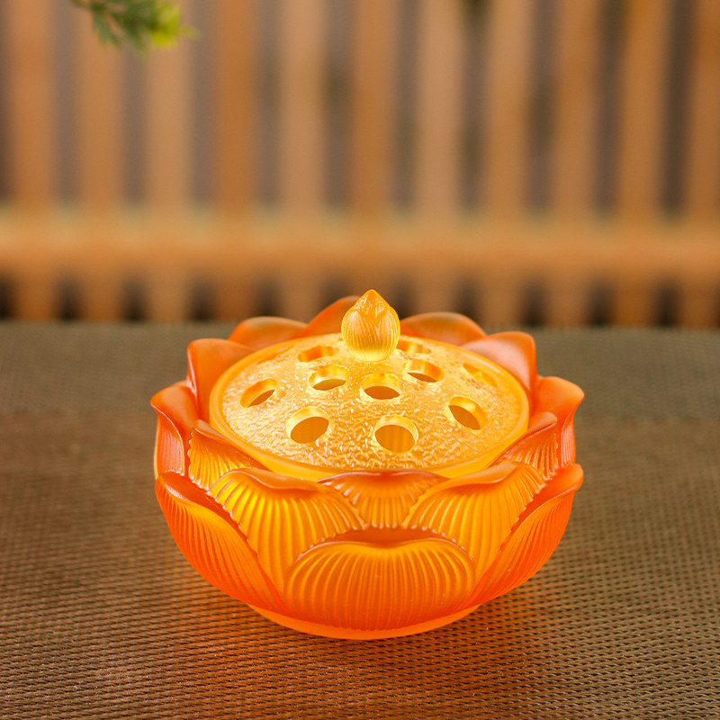 古法琉璃莲花香炉莲花佛具用品熏香炉盘香线香炉檀香炉香道香薰炉