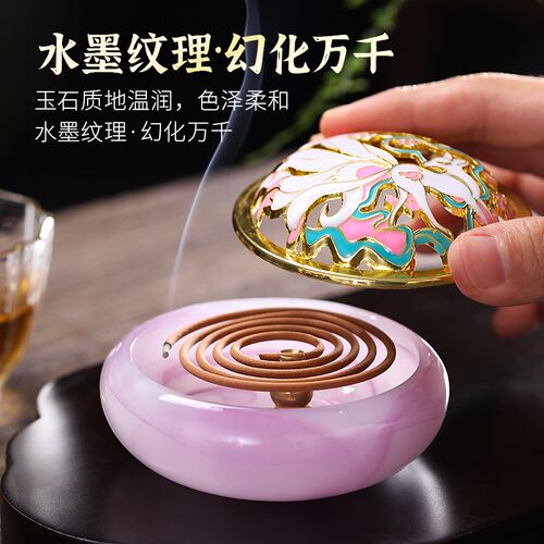 创意玉石香炉家用客厅檀香沉香中式灵狐桌面九尾狐香熏炉装饰摆件