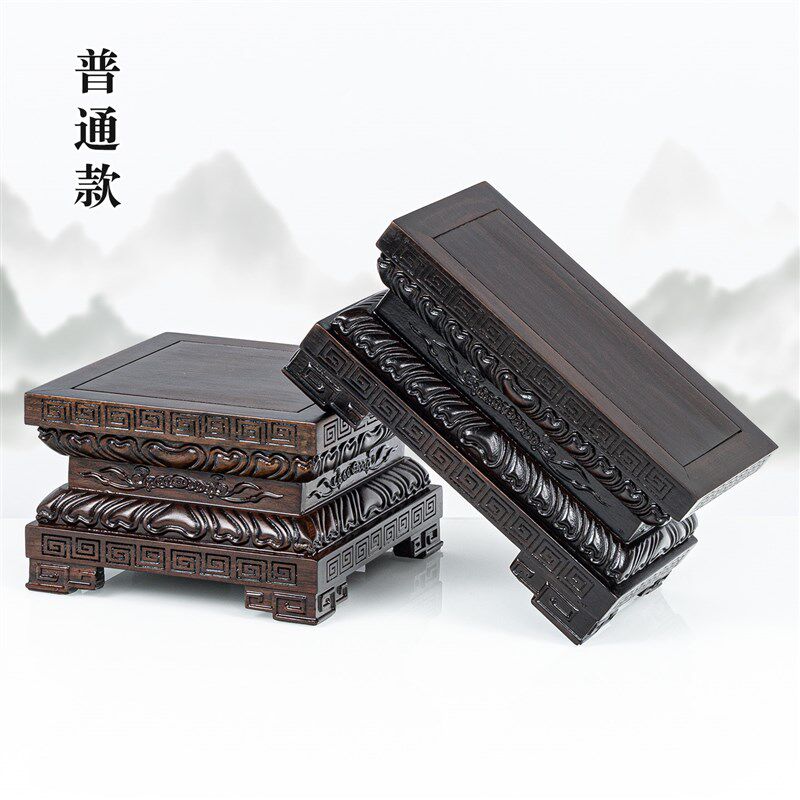 黑檀木底座家用关公财神像供奉台金刚佛像底座加高观音菩萨莲花座