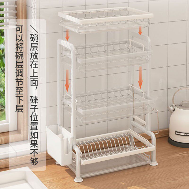 厨房放碗沥水架碗碟置物架窄碗架晾碗筷碗盘盒水槽收纳篮台式家用