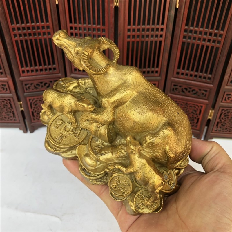 铜牛摆件纯铜卧牛母子牛元宝招财进宝童子骑牛牧牛风水家居办公室