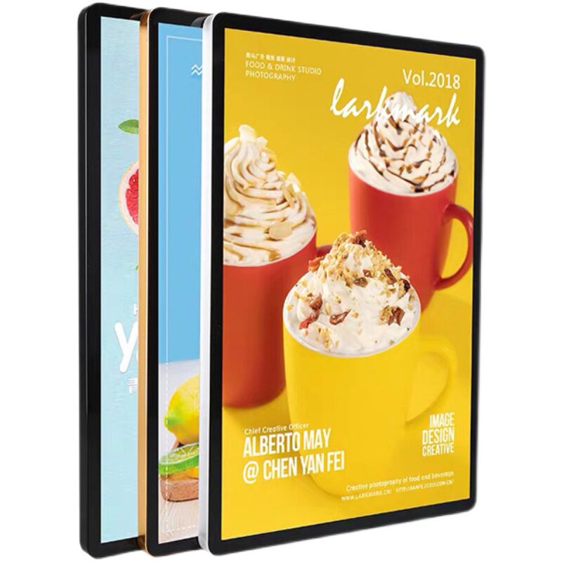 超薄灯箱广告牌发光挂墙式led磁吸奶茶店汉堡饭厅圆角海报框定制