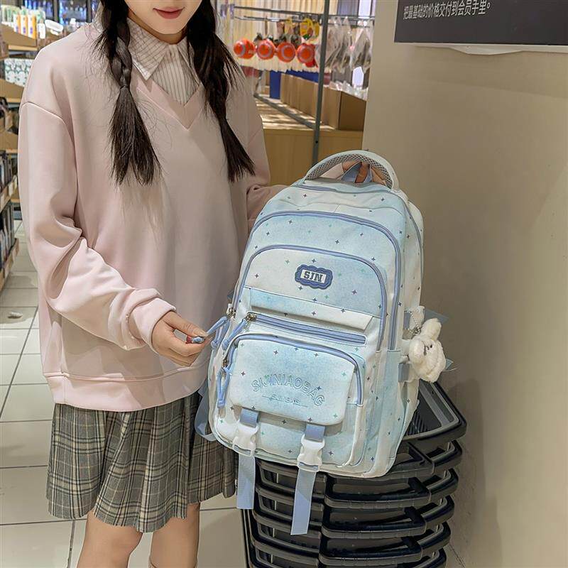 大容量书包女学生韩版初高中学生大容量双肩包高颜值耐脏校园背包