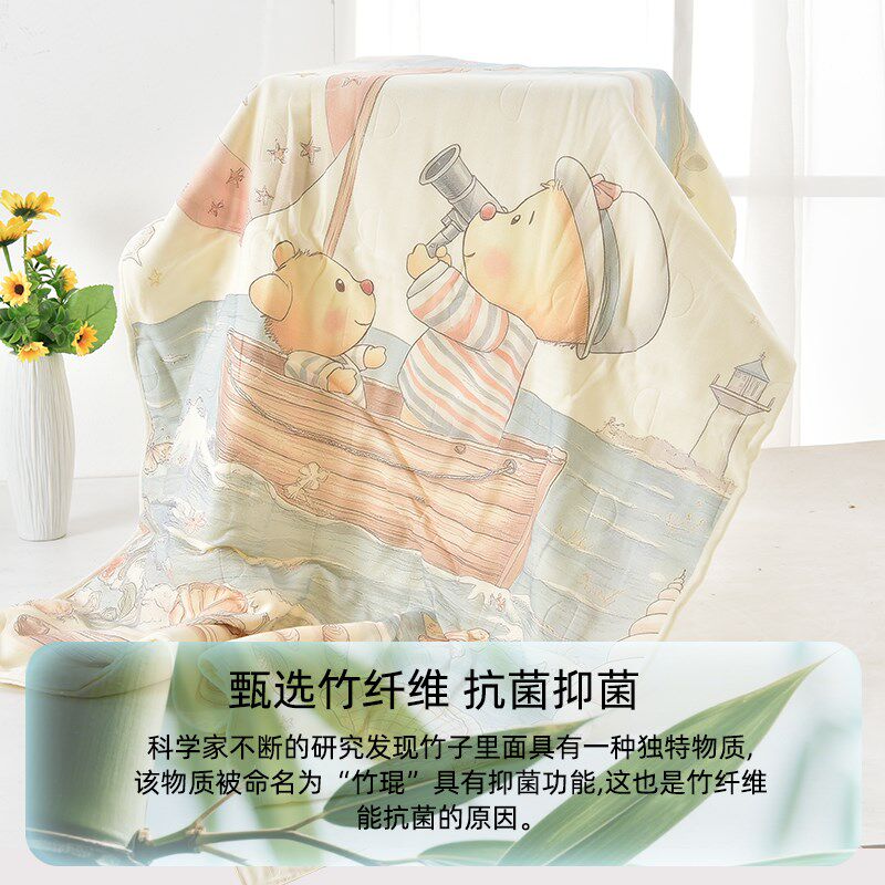 儿童竹棉纱布两用睡袋男女幼儿园春夏薄款空调房防踢被春秋四季款