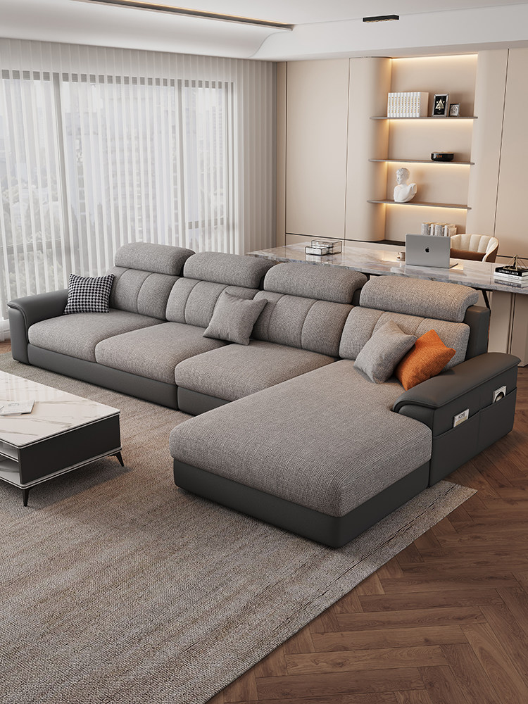 新款雪尼尔棉麻布艺沙发可拆洗简约现代客厅真皮小户型四人位北欧