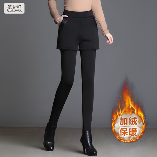 范朵町长裤加绒羊羔绒假两件