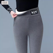 加绒加厚外穿高腰棉裤 女秋冬季 紧身小脚保暖裤 范朵町羊羔绒打底裤