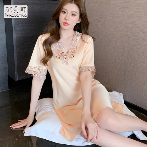 范朵町冰丝夏季性感家居服