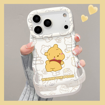 可爱维尼熊适用苹果16promax手机壳iphone17硅胶14支架15卡通13女