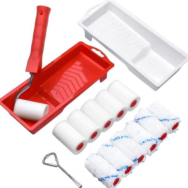 16 件套 2 英寸小油漆滚筒带 2 个油漆托盘12个迷你滚筒1个开桶器,五金/工具,滚筒刷,淘宝优惠券,粉丝福利购,淘宝优惠卷