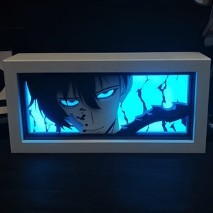 我独自升级水篠旬 动漫3D纸雕灯石像周边剪纸发光相框摆件小夜灯