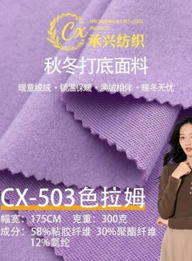 300g色拉姆发热弹力套装 秋冬磨毛针织保暖打底衫德绒双面T恤布料