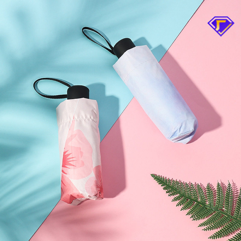 网络迷你超轻手开八骨五折伞黑胶防晒遮阳折叠晴雨两用太阳伞轻便