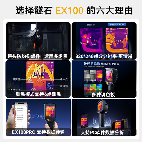 燧石EX100PRO测地暖热成像漏水检测仪测温仪热红外成像仪热像仪