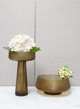 简约轻奢玻璃磨砂质感创意花器摆件居H家客厅电视柜餐厅桌面装饰