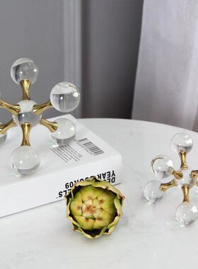 轻奢简约水晶艺术摆件工艺品样板房售J楼部软装公司家具摆饰件