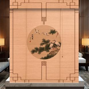 隔断背景阳台飘窗遮阳家用竹窗帘装 定制印花竹帘卷帘日式 饰遮光帘