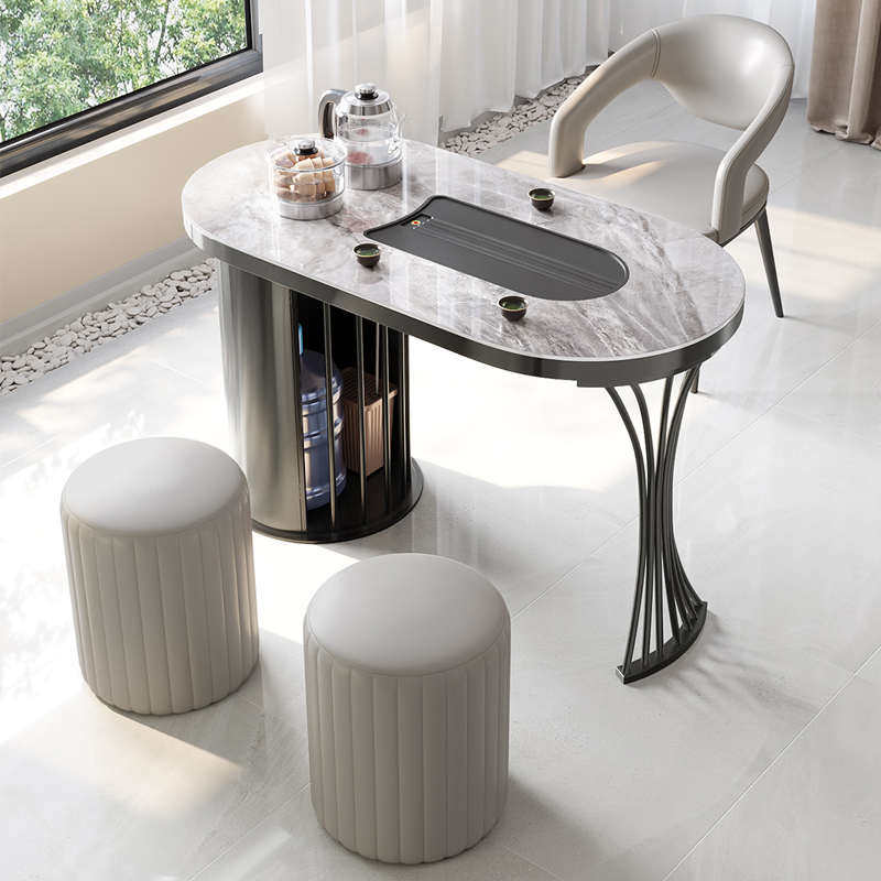 阳台家用泡茶桌现代简约功夫岩板小型茶台不锈钢轻奢小茶桌椅组合,住宅家具,家用茶台/茶桌,淘宝优惠券,粉丝福利购,淘宝优惠卷